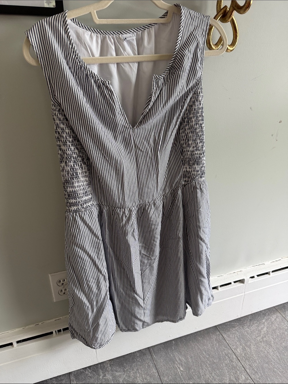 Old Navy Black and White Striped Sleeveless V-Neck Dress